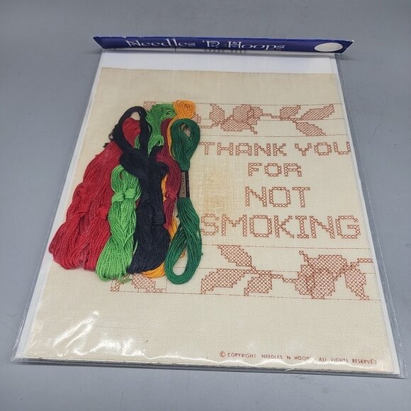 Thank You For Not Smoking Vintage Needles 'n Hoops Embroidery Kit 8x10 - Picture 3 of 3